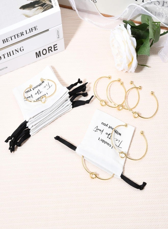 CEELGON 12 Pcs Jewelry Pouch Set of 6 Linen Cotton Small Drawstring Bags & Bridesmaid Knot Bracelet Jewelry Packaging Proposal Gift Bridal Party Favors (Gold) - Image 4